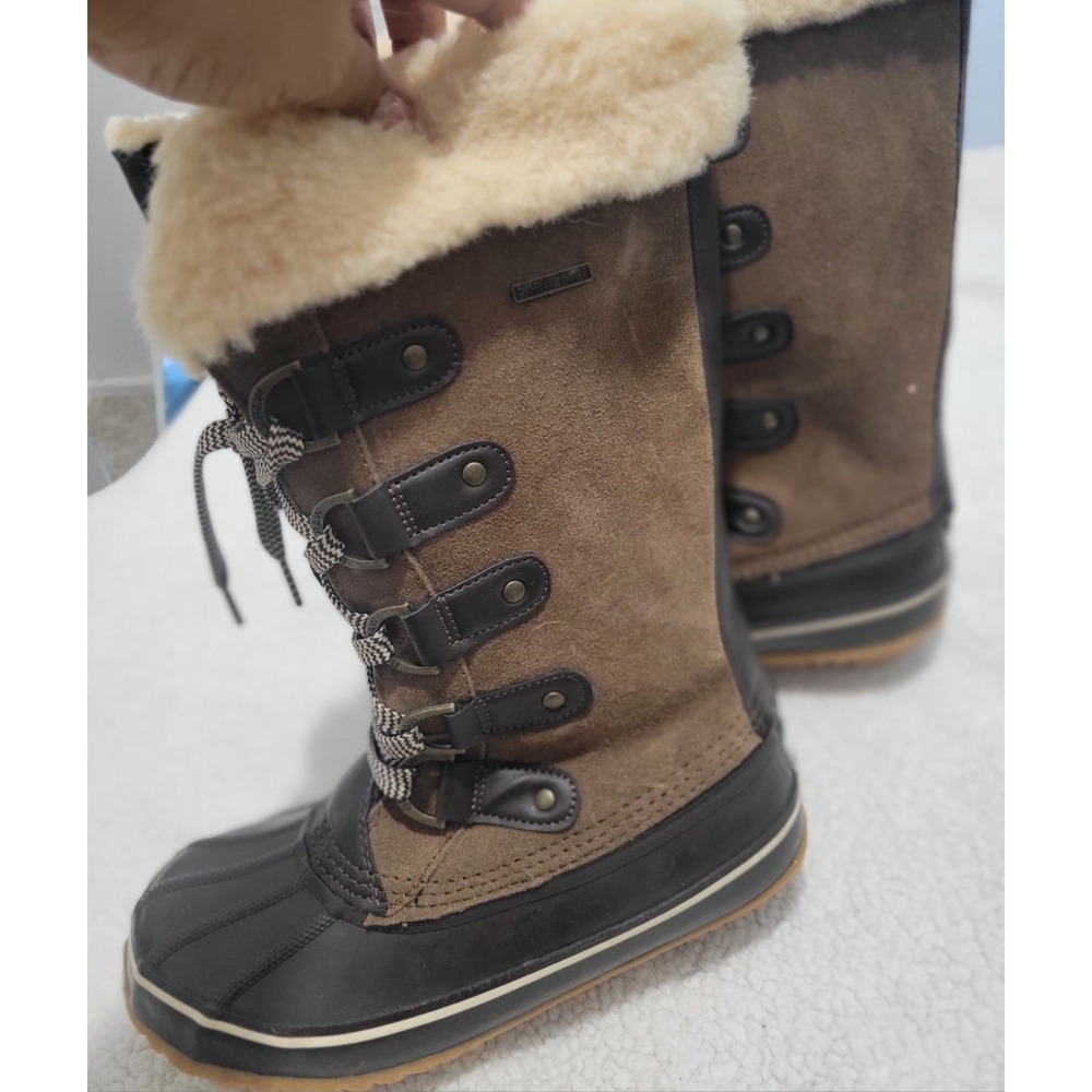 Bearpaw Women Denali Apres-Ski Luxury Tall Insulated Lace Up Boot Earth Sz 7